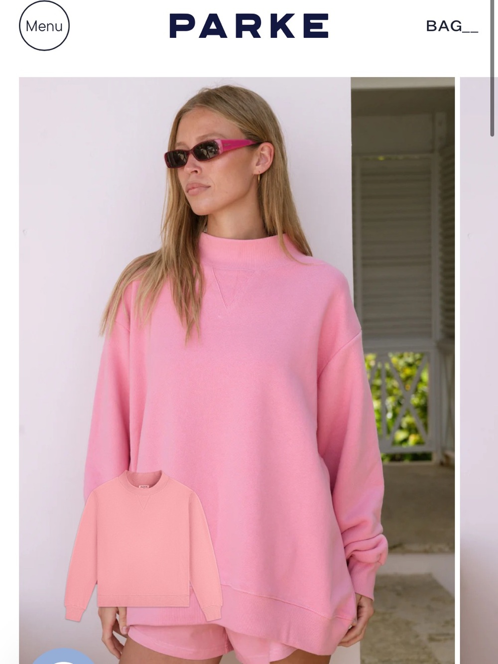 Parke Pink Oversized Mock-Neck Sweater